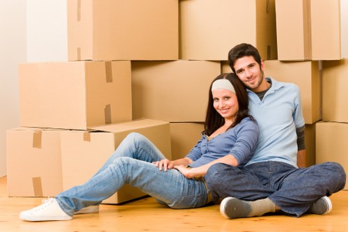 Packed household items ready for house removals in Old Malden
