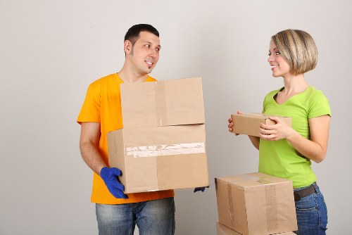 Driver securing items inside a moving van